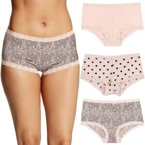 Women's Microfiber Lace Boyshort Panties 3-Pack Medium Comfort Full Coverage